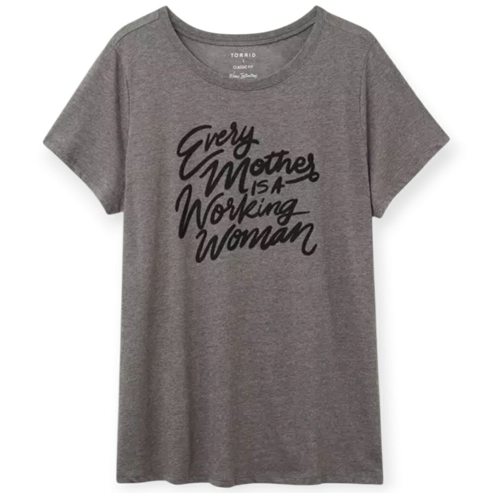3X 22W 24W Torrid Grey Jersey Knit Tee Every Mother Is A Working Woman Graphic